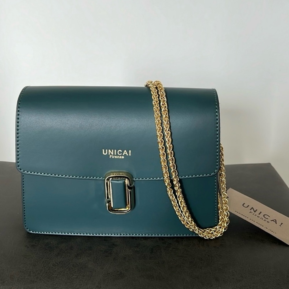 UNICA! Women’s Leather Bag with Gold Chain | Made in Italy | NWT